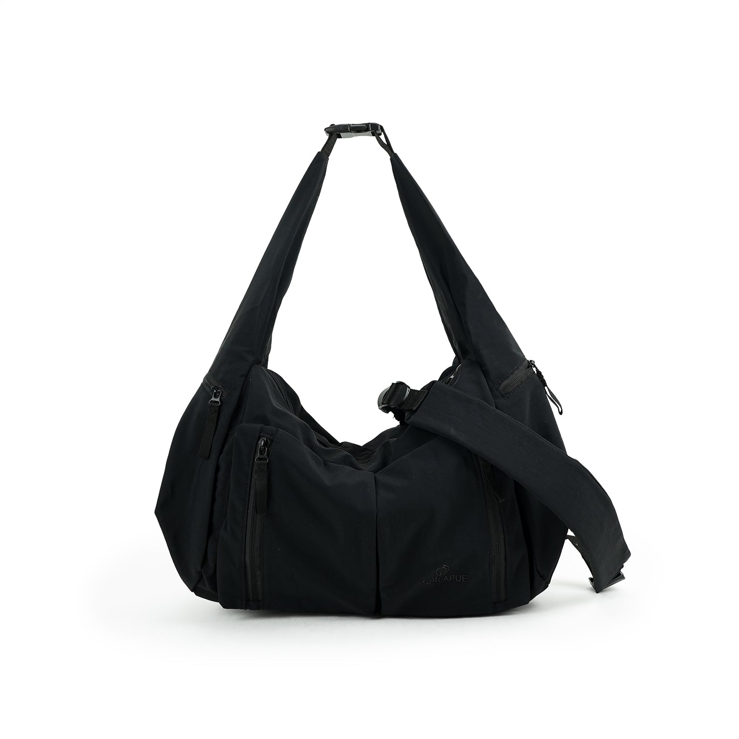 【Durlapue】Lightweight Water Resistant Nylon Crossbody Bag, Multi Zipper Pocket Convertible Shoulder Handbag for Daily Travel