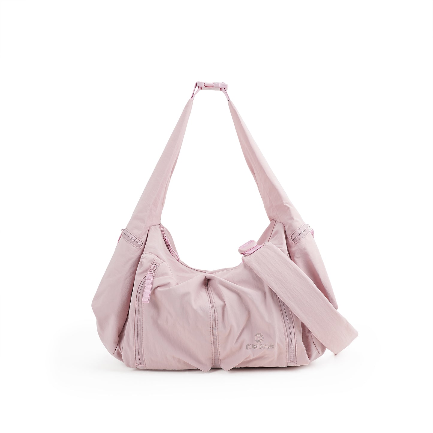 【Durlapue】Lightweight Water Resistant Nylon Crossbody Bag, Multi Zipper Pocket Convertible Shoulder Handbag for Daily Travel