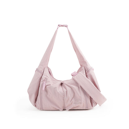 【Durlapue】Lightweight Water Resistant Nylon Crossbody Bag, Multi Zipper Pocket Convertible Shoulder Handbag for Daily Travel