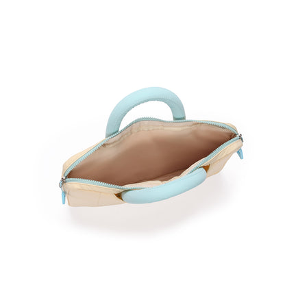 (Durlapue) Simple color-blocked laptop bag, lightweight tote bag, can hold a 13-inch laptop.