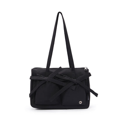 (Durlapue) Fashionable nylon handbag, lightweight solid color shoulder bag
