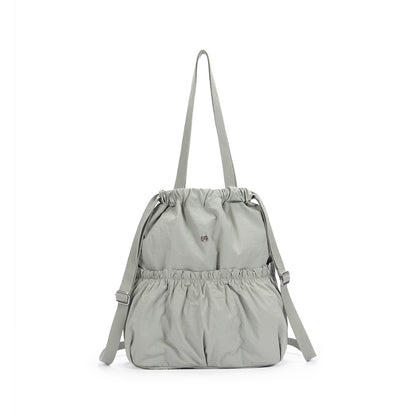 【Durlapue】Sports casual pleated drawstring backpack Nylon waterproof simple practical shoulder bag