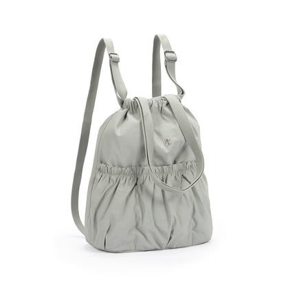 【Durlapue】Sports casual pleated drawstring backpack Nylon waterproof simple practical shoulder bag
