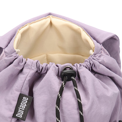 (Durlapue) Minimalist color-blocked flap drawstring backpack, can hold a 13-inch laptop.