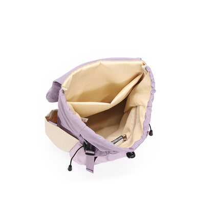 (Durlapue) Minimalist color-blocked flap drawstring backpack, can hold a 13-inch laptop.