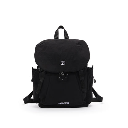 (Durlapue) Minimalist color-blocked flap drawstring backpack, can hold a 13-inch laptop.