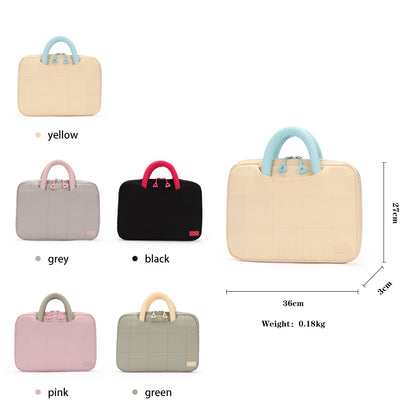 (Durlapue) Simple color-blocked laptop bag, lightweight tote bag, can hold a 13-inch laptop.