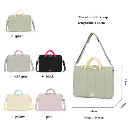 (Durlapue) Simple solid color shoulder laptop bag, stylish tote bag that can hold a 16-inch laptop.