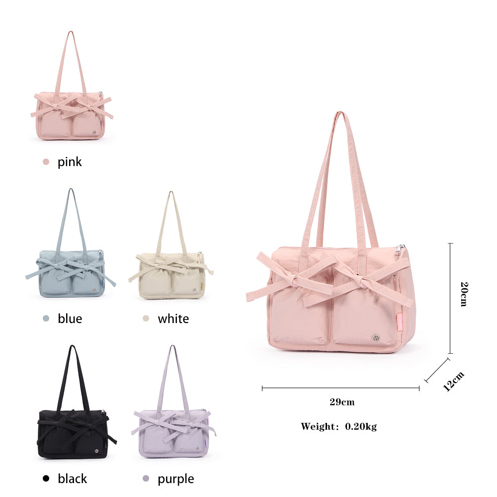 (Durlapue) Fashionable nylon handbag, lightweight solid color shoulder bag