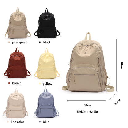 【Durlapue】Simple Solid Color Backpack Casual and Versatile Can Hold a 16-inch Laptop