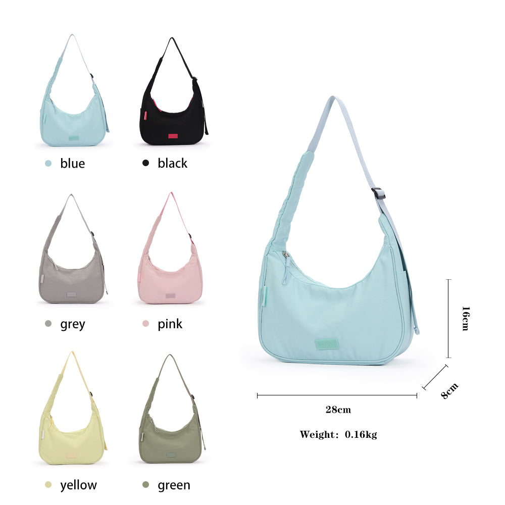 【Durlapue】Nylon waterproof simple solid color underarm bag fashionable and versatile commuter shoulder bag