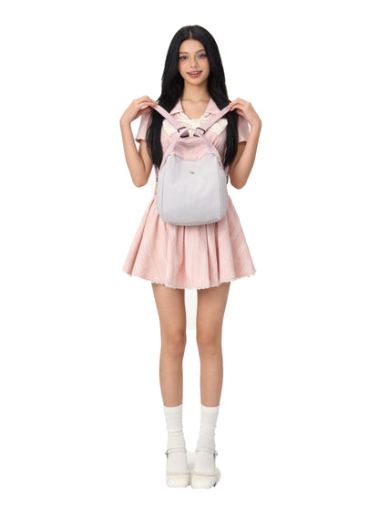 【Durlapue】Stylish and cute backpack with zipper design and large capacity; can hold an 11-inch iPad.